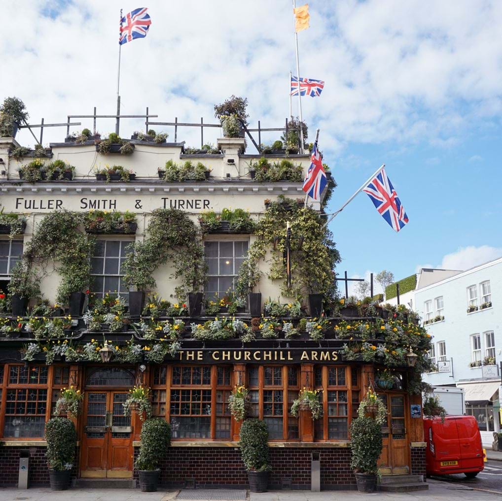 <p><a href="https://www.instagram.com/churchillarmsw8/" rel="noopener noreferrer" target="_blank">Churchhill Arms</a> - Kensington</p>