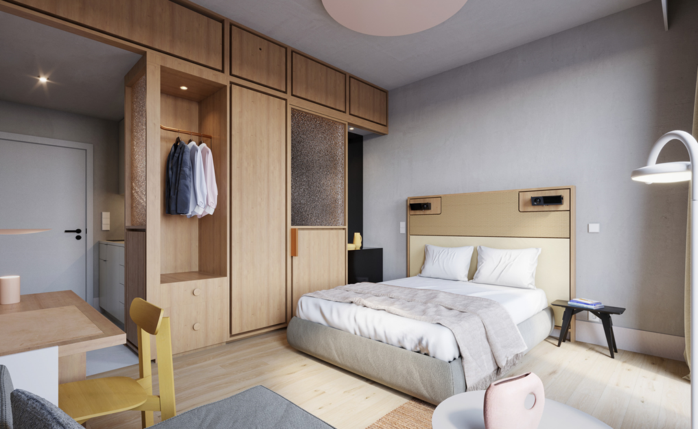 Separate spaces to sleep, work and live. Feel free.